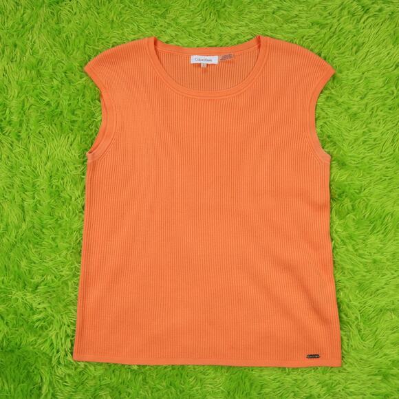 Calvin Klein Orange Knit Sweater Vest, L - Picture 1 of 4